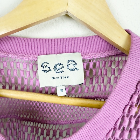 Sea New York Ruffle Baja Lace Cropped Purple Top Size 10 - Picture 4 of 7